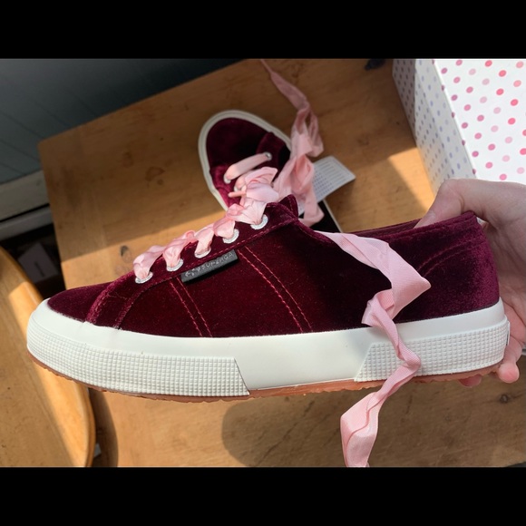 Superga Fantasia Collection Velvet Sneakers  7.5W, 6M, 38. NIB Burgundy/Pink - Picture 10 of 14